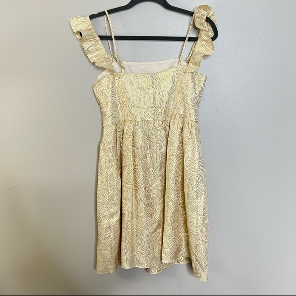 NWT Lilly Pulitzer Kariana Gold Silk Off-The-Shoulder Dress size 6 - Picture 9 of 13